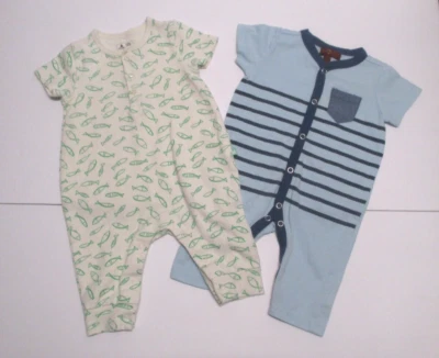 2 个婴儿男宝宝婴儿间隙和 7 适用于所有男士蓝色和绿色孤独服装,尺寸 0-3 M — 第 1/4 张图片