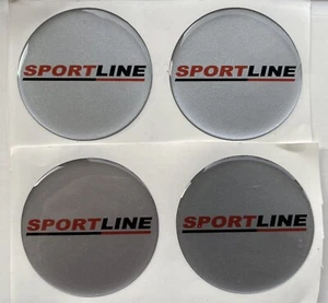 SPORTLINE ALLOY WHEEL CENTRE CAP DOMED STICKERS X4 SILVER RED GT T5 T6 ALL SIZES - Picture 1 of 8