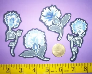 New! Cool! Blue Flowers IRON-ONS FABRIC APPLIQUES IRON-ONS - Picture 1 of 1