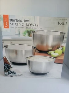 Set of 3 Miu Stainless Steel Mixing Bowls with Non-Slip Silicone Bottom - Picture 1 of 4
