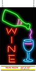 Wine With Bottle & Glass Neon Sign | Jantec | 20" X 32" | Blanc Pinot Red White
