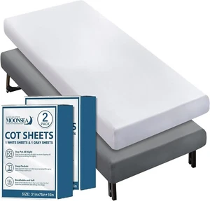 Cot Fitted Sheet Fits Narrow Twin/Travel Size Mattress 31"x75"x10" Sheet Only - Picture 1 of 36