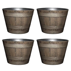 Classic Home and Garden Whiskey Resin Planter, Oak Brown, 20.5" (Pack of 4) - Picture 1 of 6