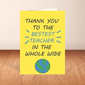 Linda tarjeta de agradecimiento maestro que sale de la escuela mejor tarjeta de maestro novedad - Imagen 1 de 7