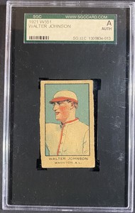 1921 W551 Walter Johnson SGC A AUTHENTIC Great Eye Appeal + Color