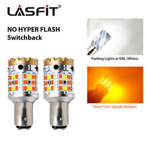 LASFIT 1157 LED Turn Signal Light Bulbs Switchback Amber White Anti Hyper Flash