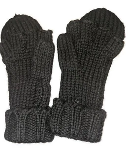 Ladies Women's Nine West Convertible Fingerless Wool Mittens,O/S,Black - Picture 1 of 4