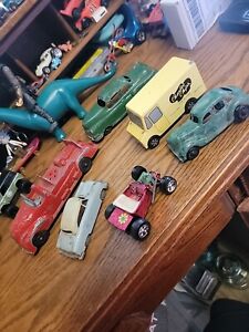 Vintage Lot of 6  1950’s Hubley Fire Truck, And Other Die Cast and Plastic Toys