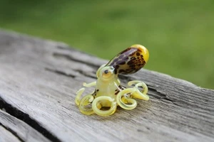 Brown Yellow Blown Glass Octopus glass figurine Octopus Glass Ocean Octopus - Picture 1 of 7