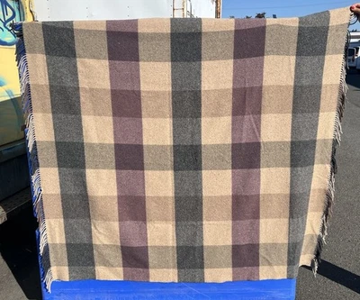 Johnston Of Elgin The Utility Rug Plaid Fringe Blanket 100% Lambswool Wool - Image 1 of 4