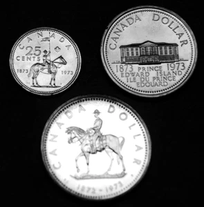 Plata canadiense 1973 $1, acero $1, acero 25¢ (no grandes monedas) - Imagen 1 de 2