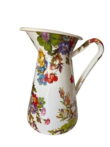 Jarra práctica esmaltada Mackenzie-Childs White Flower Market grande de 12 pulgadas de alto - Imagen 1 de 8