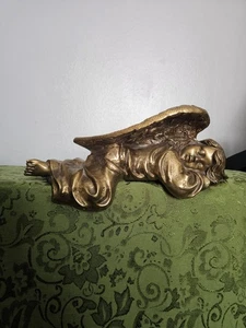 Atemberaubende Vintage schlafender Engel Bronzeskulptur 13 Zoll - Bild 1 von 6