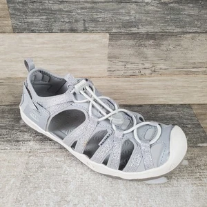 Keen Moxie Youth Boys Sandals Sz 2 Gray Leather Round Toe Lace-Lock Bungee - Picture 1 of 12