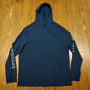 Sudadera con Capucha American Eagle Para Hombres Grande Azul Súper Suave Pullover Ligera Camisa Delgada - Imagen 1 de 12