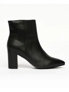 SMASH SHOES Womens Black Padded Chiku Pointy Toe Zip-Up Leather Booties 11 - Picture 1 of 11