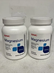 GNC Magnesium 500mg, 120 Capsules, 120 Day Supply EXP 1/28 New X2 - Picture 1 of 2