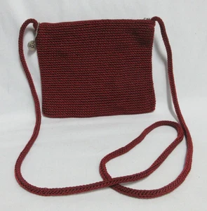 THE SAK Burgundy Red Crochet Crossbody Bag Woven Purse 7" X 6" EUC - Picture 1 of 7