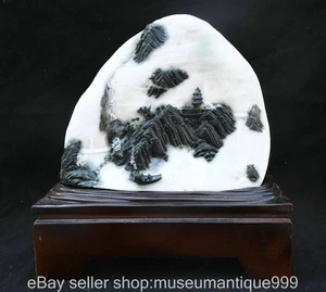 12,4 Zoll chinesische natürliche Duschan Jade Schnitzerei Berghaus Skulptur Statue - Bild 1 von 12