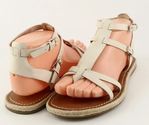 $165 VIA SPIGA DIANA 2 Light Cream Leather Designer Strappy Flat Thong Sandals 6 - Picture 1 of 4