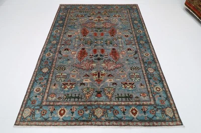 6 x 8 ft Traditional Gray Area Rug Afghan Hand Knotted Veg dye Wool  Rug - Image 1 of 4