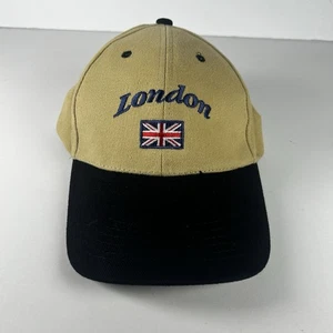 Vintage Y2K London Flagge Baseballmütze Herren Einheitsgröße beige schwarz Holzfäller Baumwolle - Bild 1 von 5