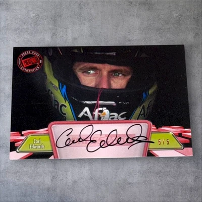 Carl Edwards RARE PACK PULLED NASCAR HOFer signed card 2011 PRESS PASS AUTH #5/5 - Image 1 of 2