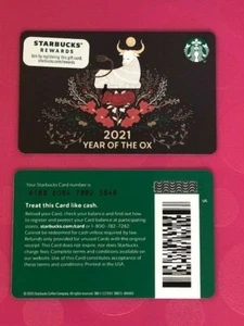 Starbucks Card 2021 Year of the Ox Limited Edition NEW Unused MINT - Picture 1 of 3