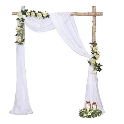 Ceiling Drapes 4 Panels Wedding Arch Draping Fabric 20FT Chiffon Party Decor - Image 1 of 4