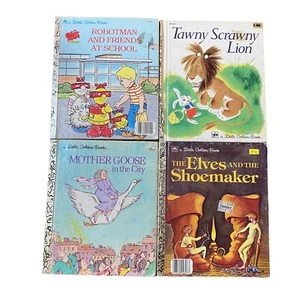 Little Golden Books Vintage Lot of 4 Robotman Tawny Scrawny Mother Goose Elves - Foto 1 di 6