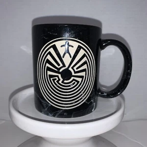 VTG Coffee Mug Etched Labyrinth MAN IN MAZE USA TM Eagle Black Marble Glaze HTF - Picture 1 of 23