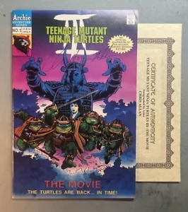 TEENAGE MUTANT NINJA TURTLE III THE MOVIE #1 (VF+) CHRIS ALLAN AUTOGRAFO con COA* - Foto 1 di 6