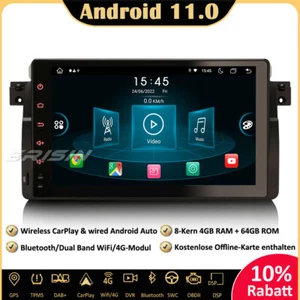 9" Android 11 Autoradio GPS DAB+CarPlay 64GB Navi für BMW 3er E46 Rover 75 MG ZT - Bild 1 von 12