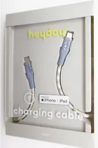 Heyday 6' LTNG to USB-C Braided Cable for iPhone fits iPad Gray Teal Gold Flakes - Picture 1 of 4