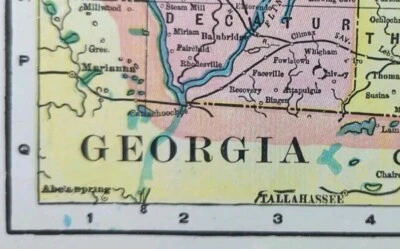 Mapa GEORGIA 1900 de colección 11"x14" antiguo original ATLANTA MACON SAVANNAH GA Foto 1 de 4