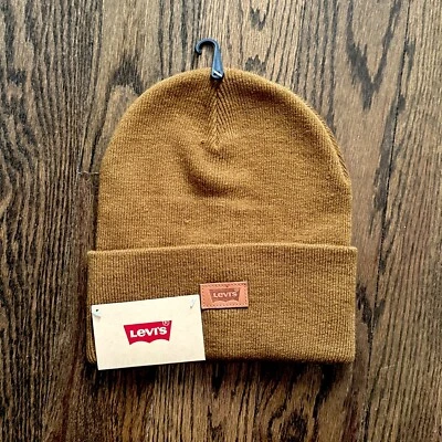 Gorro Levi's Tejido Puños Invierno Cálido Informal Dorado Marrón Color Camel $35 Foto 1 de 3