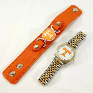 University Of Tennessee UT Vols Men's Quartz Watch Orange Leather Snap Bracelet - Picture 1 of 12