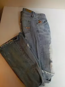 PARASUCO Distressed Boot Cut Low Rise Denim Jeans-Lt Blue-100% Cotton-SZ 27 - Picture 1 of 6