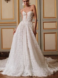 Luxurious Lace Wedding Dress Bridal Gown 2-28W Custom made - Picture 1 of 9