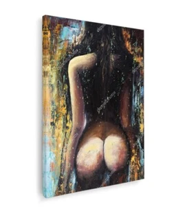 Naked Woman Back - Paint Print-CANVAS OR PRINT WALL ART- Multiple Sizes - Picture 1 of 5