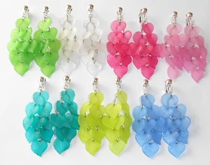 COLOURFUL CASCADES CLIP ON EARRINGS (Hooks on Request) - Picture 1 of 10
