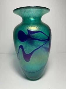 Signed Blue Iridescent Robert Held Vase - Picture 1 of 9