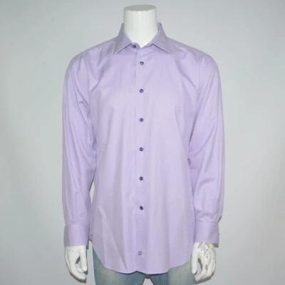 DAVID DONAHUE Classic Fit 100% Cotton Purple Dress Shirt 17 34/35 - Image 1 of 3