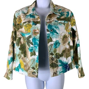 Caribbean Joe Jacket Size Large Button Front Multicolor Long Sleeved Pockets - Picture 1 of 4