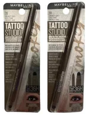 2x Maybelline Tattoo Studio Liner Gel Pencil #20 Smokey Grey Lasts 36H Eyeliner - Image 1 of 4