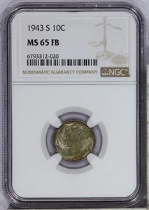 1943-S Mercury Dime 10c NGC MS65 FB - Picture 1 of 2