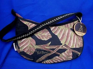 Paul Brent Canvas Shoulder Bag Purse Pocketbook Tropical Palm Design Top Zipper - Picture 1 of 6