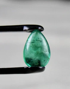 Zambia Emerald Pear Cabochon 1.88 Ct Loose Gemstone For Ring Or Pendant - Picture 1 of 9