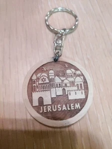 Llavero Madera Olivo Jerusalén Tallada Tierra Santa - Imagen 1 de 2