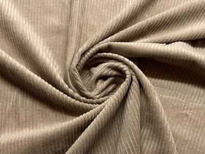 WASHED Jumbo Cord 4.5 Wale Cotton Velvet Fabric Material LIGHT BROWN - Image 1 of 4